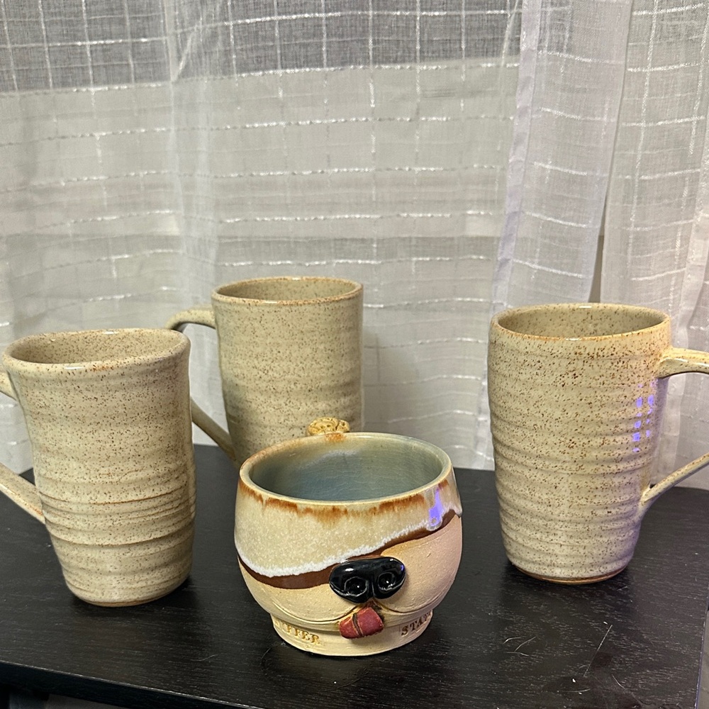 Handcrafted Ceramic Mug Set with Dog Design